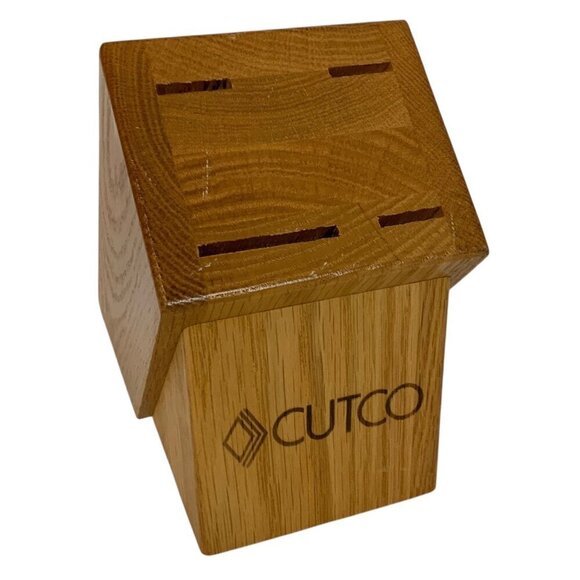 Cutco Honey Oak Wood 4-Slot Knife Block Kitchen Storage Organizer Made in USA - Picture 1 of 7